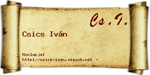 Csics Iván névjegykártya